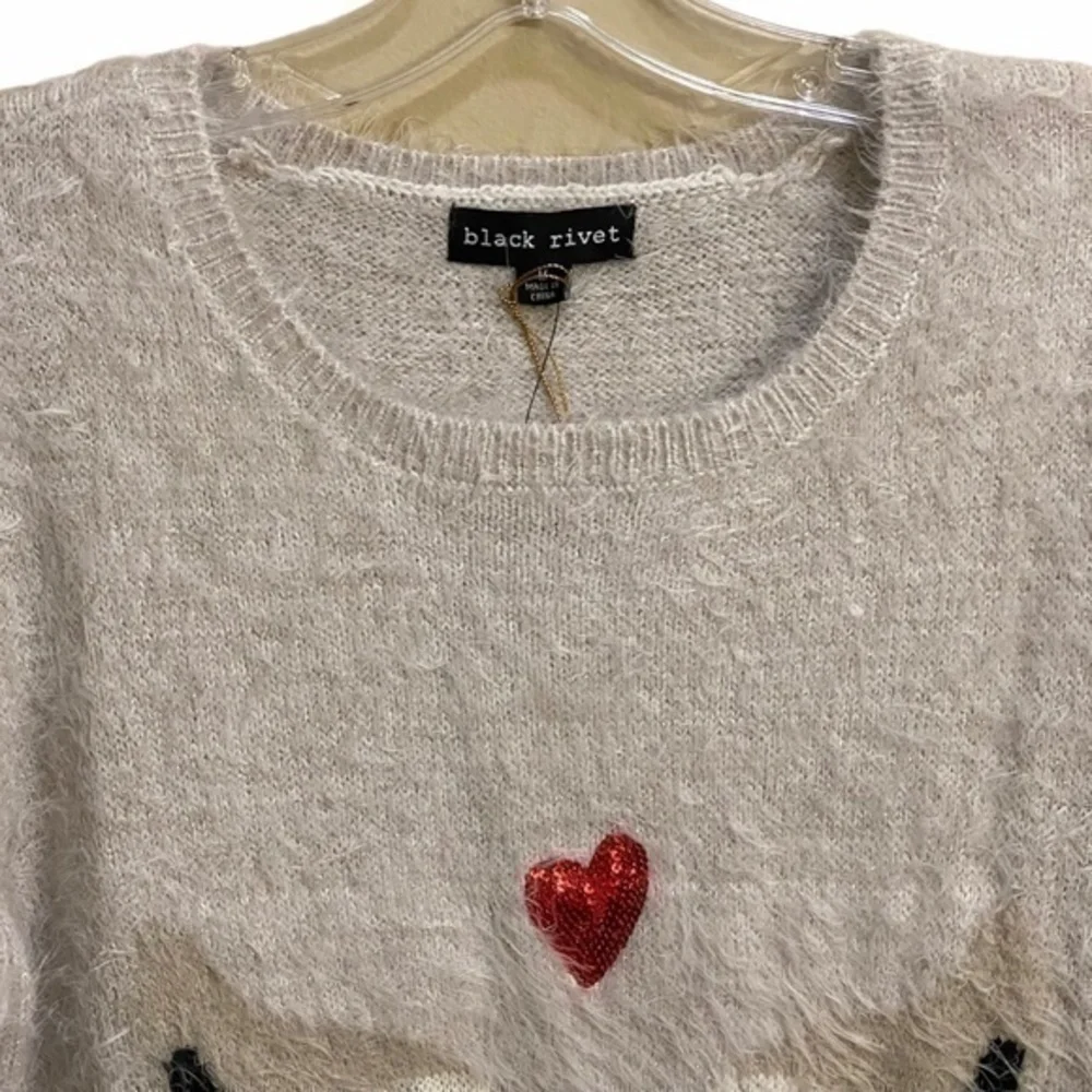 Black Rivet Lamas Kissing Sweater/Top Medium NWT